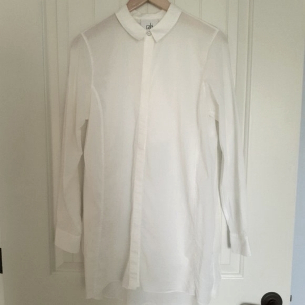 cabi Love Carol The Vacation Shirt Button Up Tunic Shirt White Size M